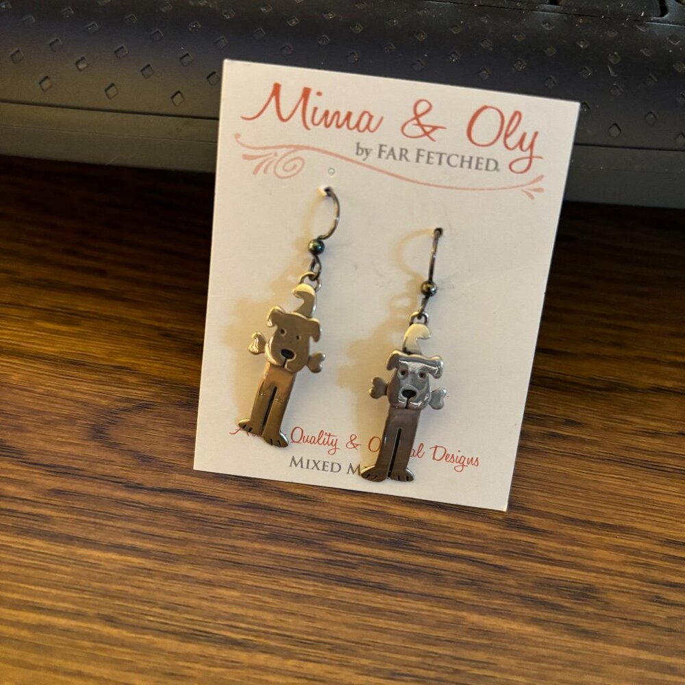 Silver Dog Earrings